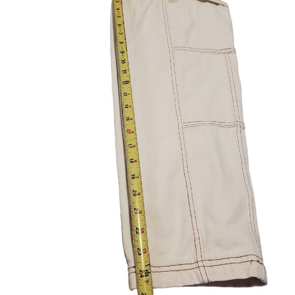 PACSUN Elastic Waist Cargo Ankle high rise pants Jeans Ivory skater S women's - Picture 7 of 10